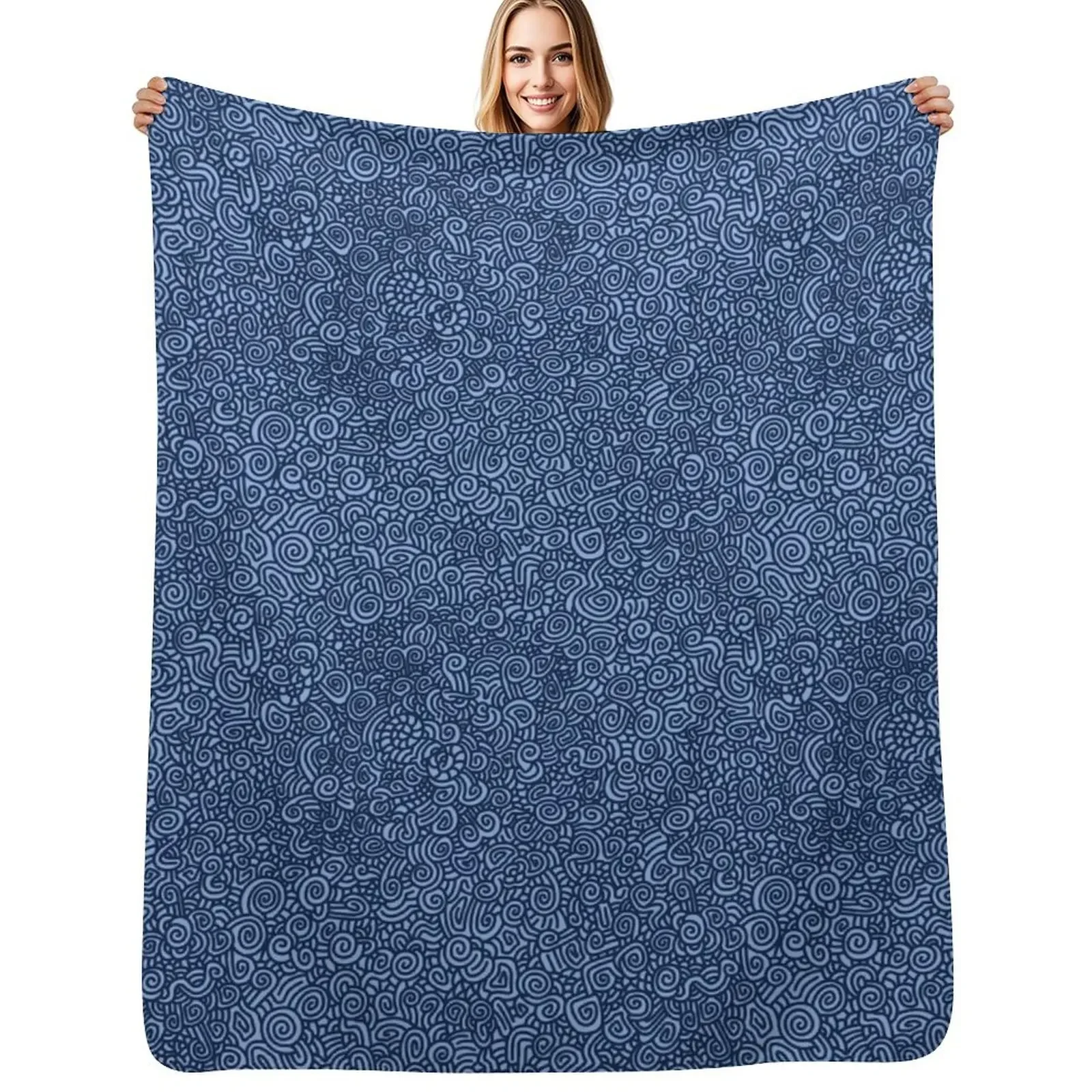 

Swirls and Lines in Blue Throw Blanket Thin Loose Furry cosplay anime Blanket