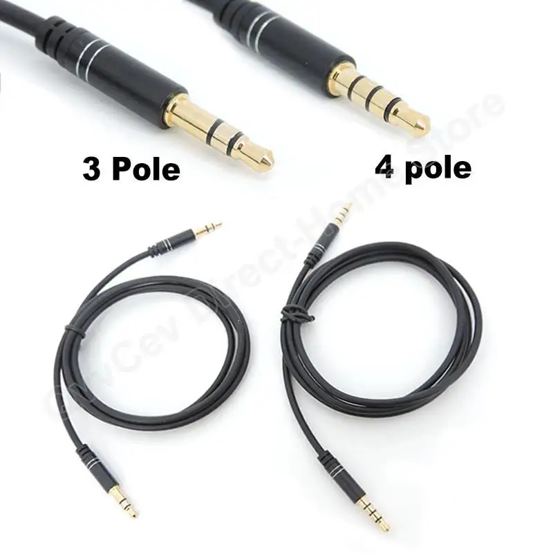 1m 2m 3 4 Pole Microphones Stereo 3.5mm Audio Jack Male to Male Extension Cable Headphone Male Headphone Aux Cord