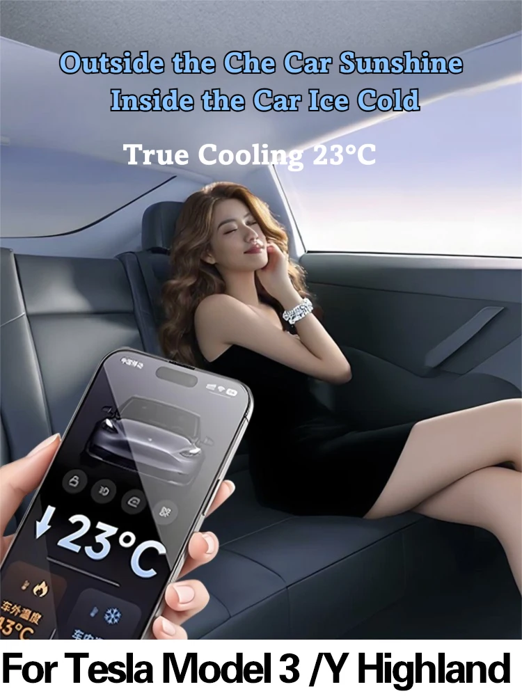 

For Tesla Model 3 Highland Model Y 테슬라y 2025 2026 Sun Shades Summer Ice Cloth Buckle Sun Pare Glass Front Rear Sunroof Skylight