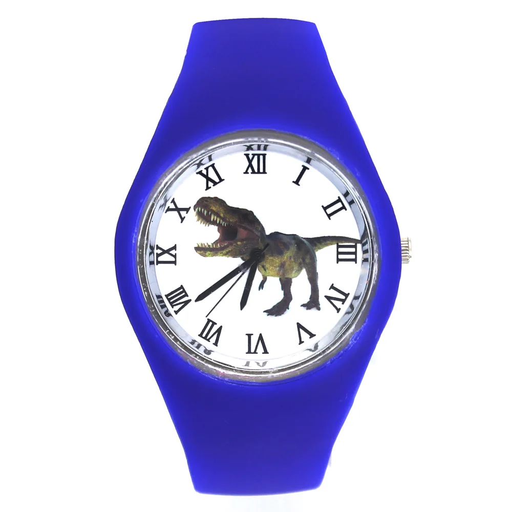

Dinosaur Jurassic Dragon Tyrannosaurus Rex Pattern Fashion Men Women Sport Soft Silicone Strap Quartz Wrist Watch
