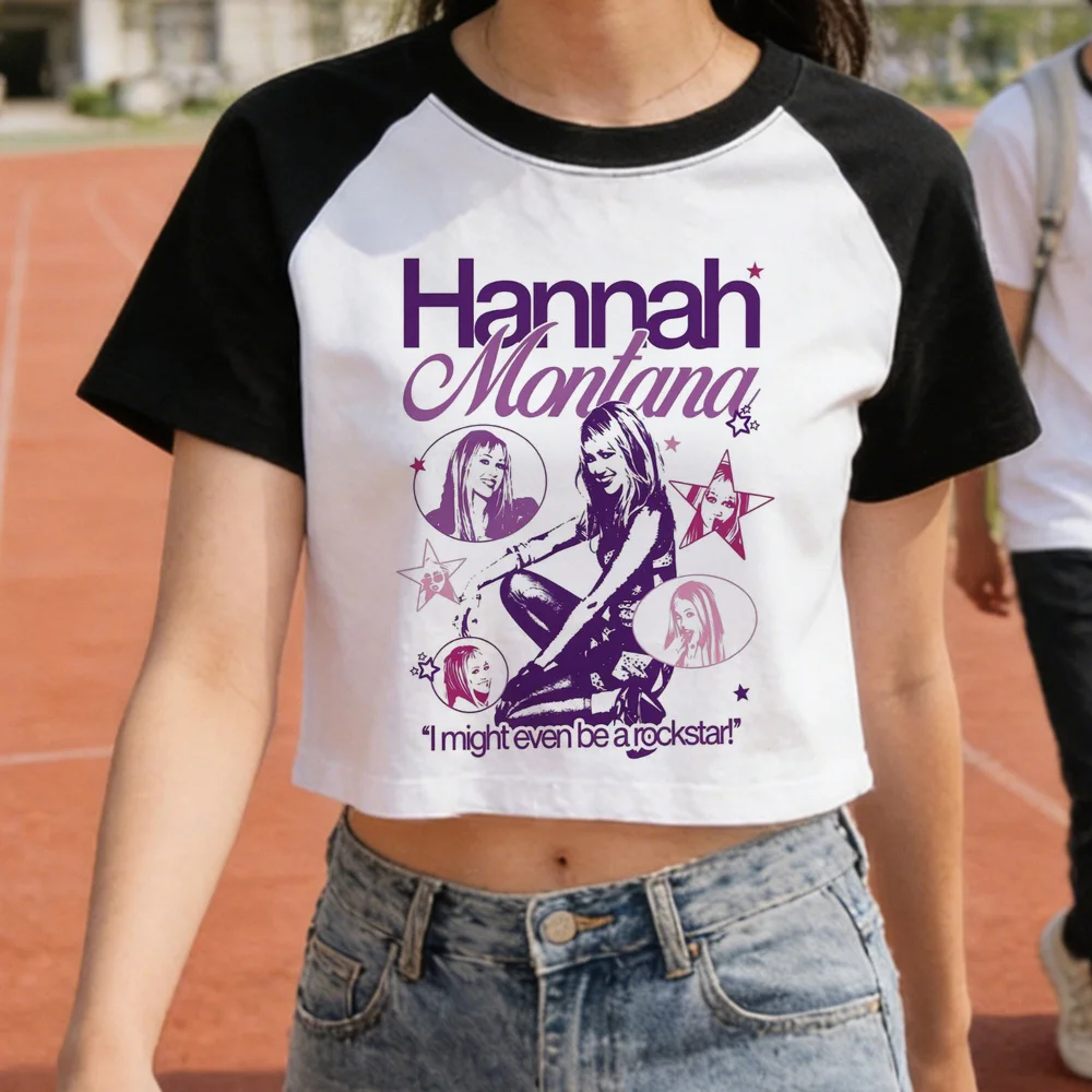 Hannah Montana Crop-Top Teenager lustig 2000er Manga günstige Tops T-Shirts Gothic 2000er Party Grunge Y2K – Detail 6
