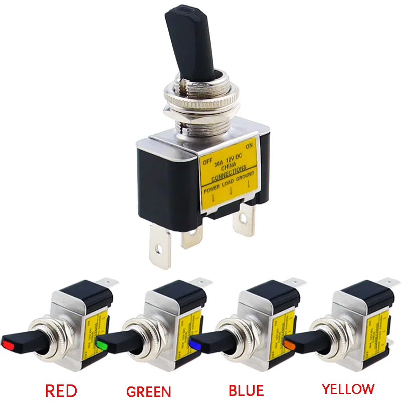 30A 12V Auto Illuminated Toggle Switch LED 2 Position Truck SPST ON Off For Car Automotive Boat ATV 1PC