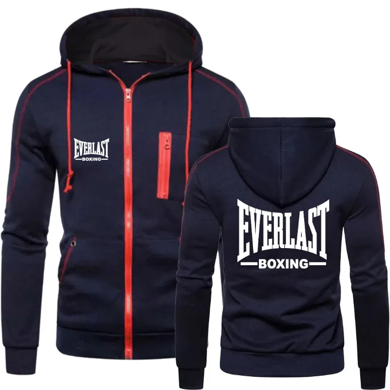 2024 New Fashion Zipper Hoodie EVERLAST Men\'s Sportswear Solid Blazer Casual Warm Set Winter