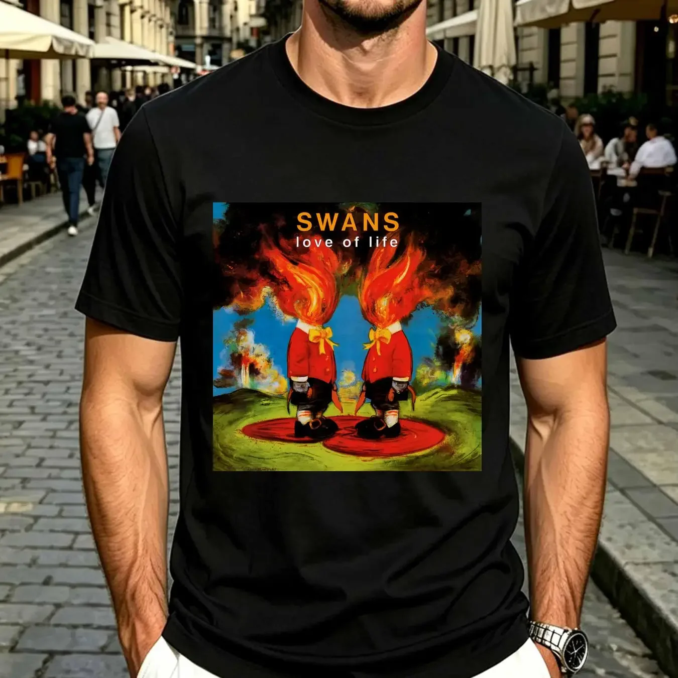 washed T Shirt Rare Swans Band Love of Life  Cotton Black All Size AG1204 vintage Washed Soft homme graphic streetwear