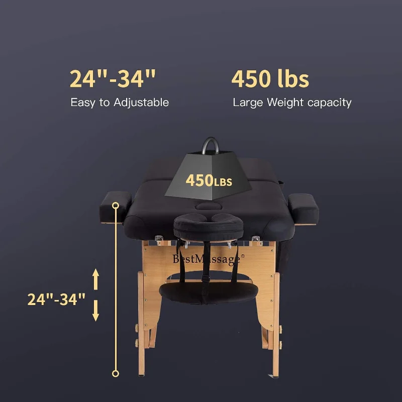 Массажный стол, регулируемый длинный складной массажный стол из искусственной кожи размером 73 дюйма
