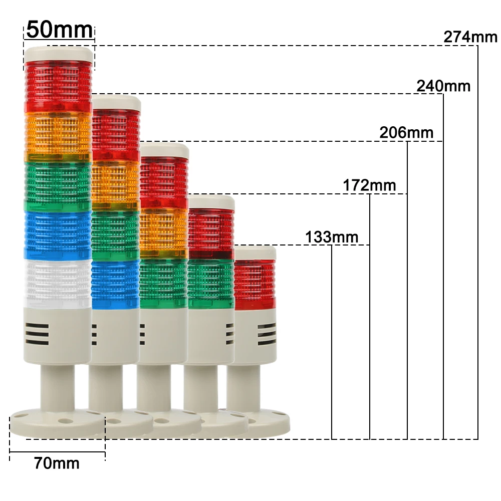 Imagem -02 - Luz de Aviso Industrial para a Máquina Vermelho Âmbar Verde Constante Flash Diodo Emissor de Luz ca 220v Lâmpada Indicadora Lâmpada 12 v 24v