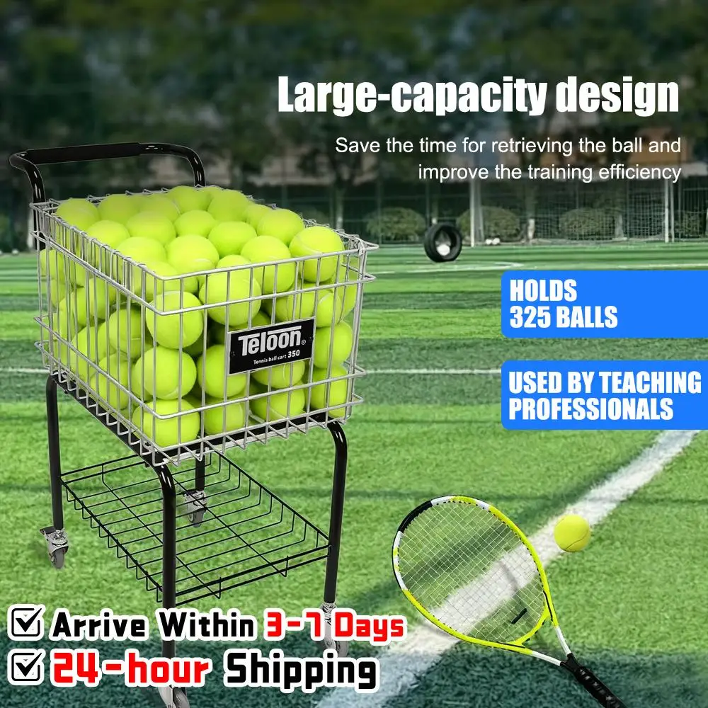 

Wheeled Tennis Ball Hopper Holds 350 Balls with Easy Load Mobile Training Tennis Car for Tennis/Pickleball/Baseball/Softball