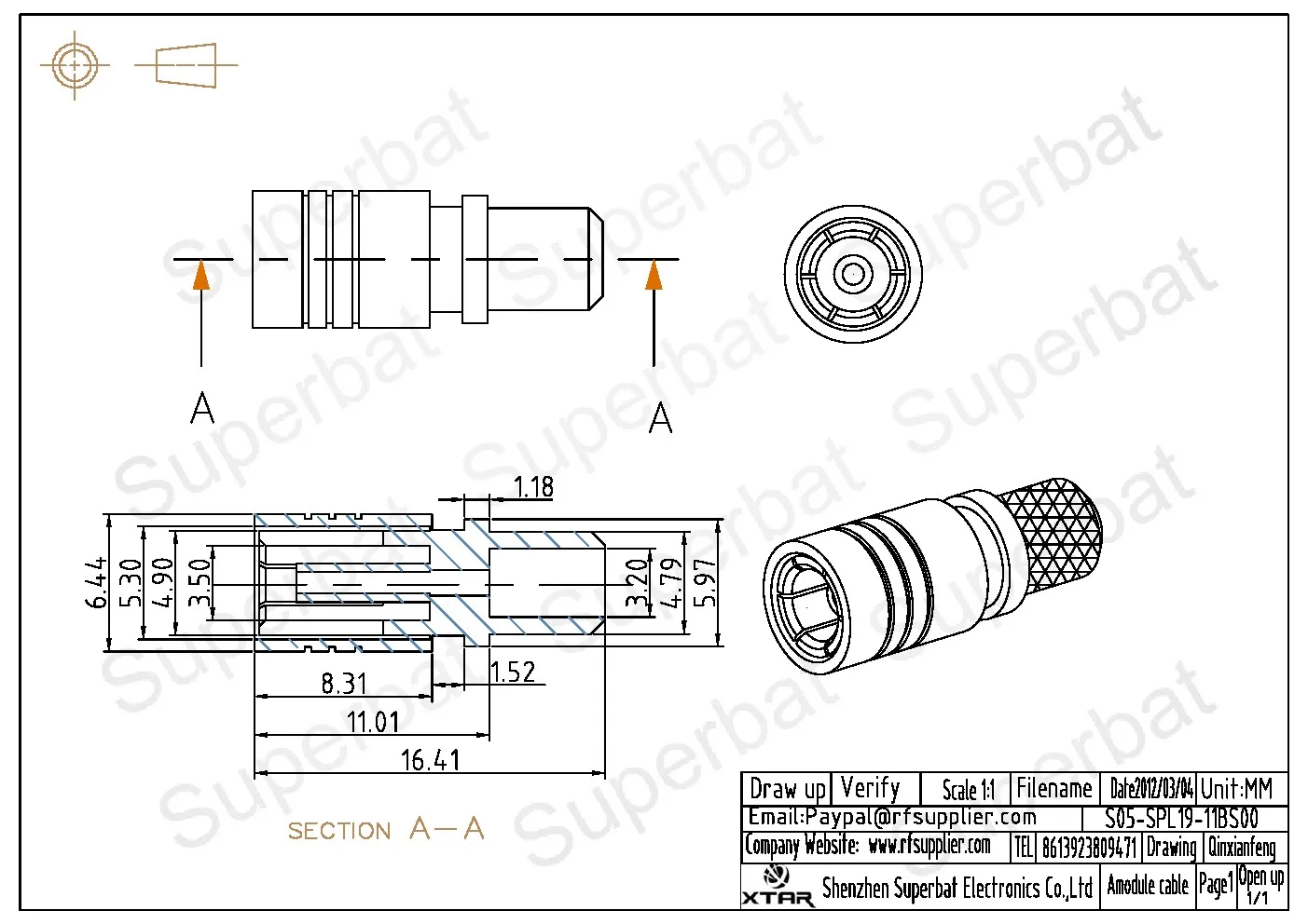 Superbat SMB تجعيد ذكر مستقيم RF موصل محوري للكابل LMR195/RG58/RG400