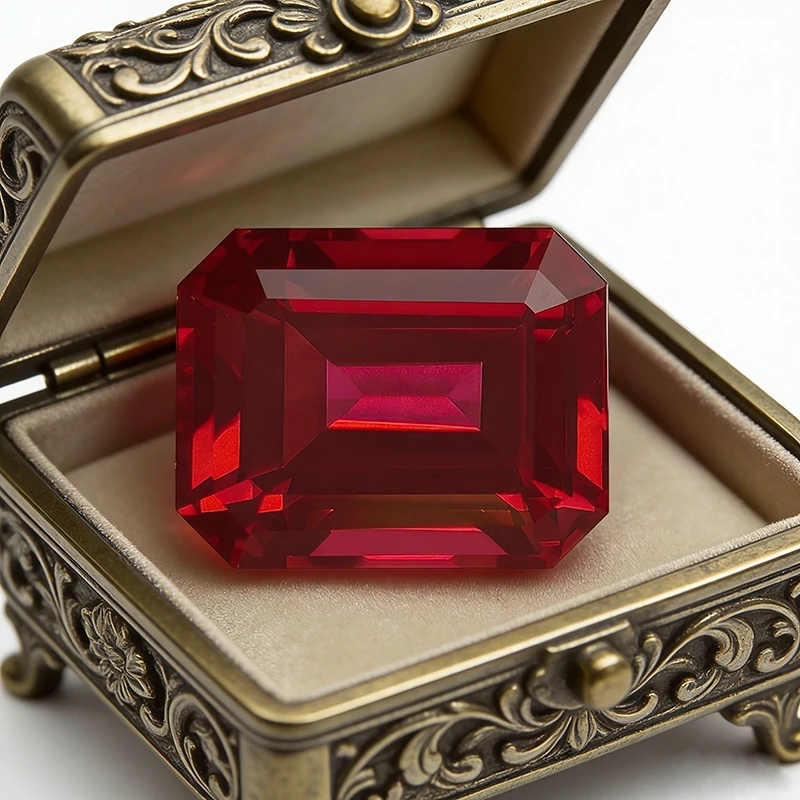 

Высококачественный выращенный в лаборатории рубин цвета «голубиная кровь» изумрудной огранки, свободный камень с сертификатом AGL для изготовления ювелирных изделий