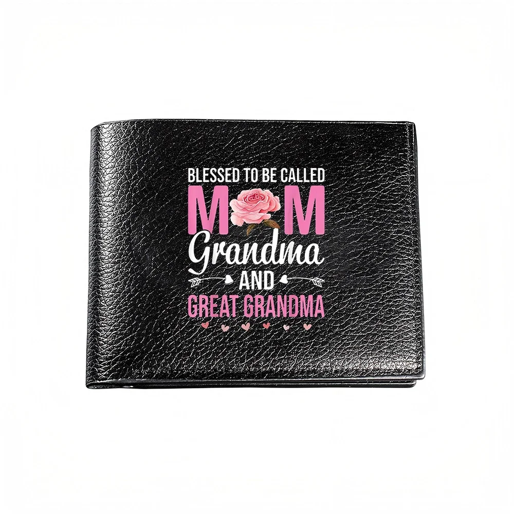 Blessed To Be Called Mom Grandma And Great Grandma Fashion Print Men Wallet Card Holder Casual Business Style