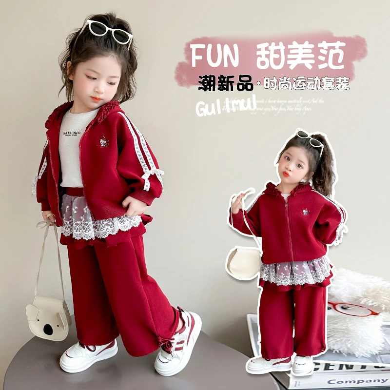 

Girl Clothes Set Autumn Kid Sweatshirts Pullover Hello Kitty Zipped Top&print Pants 2pcs Suit Children Sweet Tracksuits Outfits