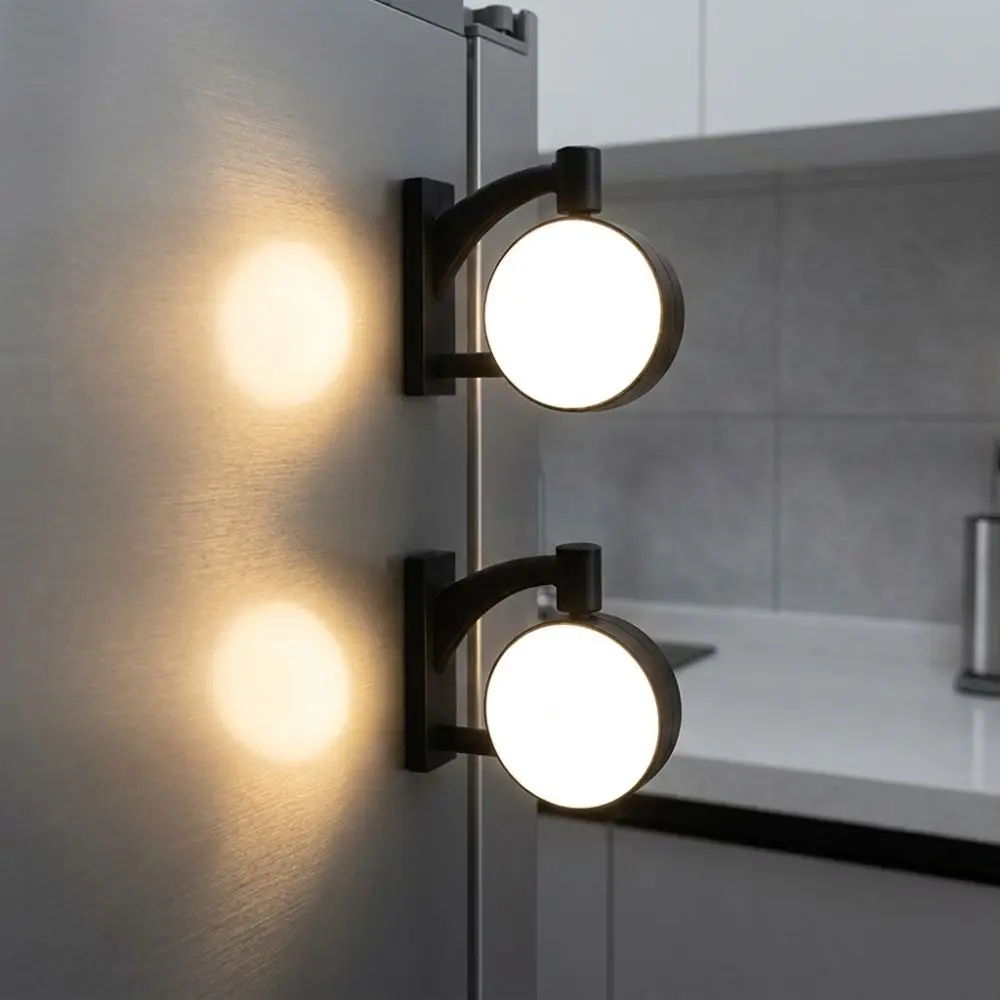 Miniature LED Refrigerator Magnet Light Sign Round Square No Pattern Luminous Blank Fridge Sticker Magnetic Base Energy Saving