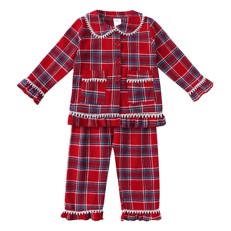 Family Christmas Pajamas Sets Boys Girls Loungewear Long Sleeve Cotton Sleepwear Children Holiday Clothes