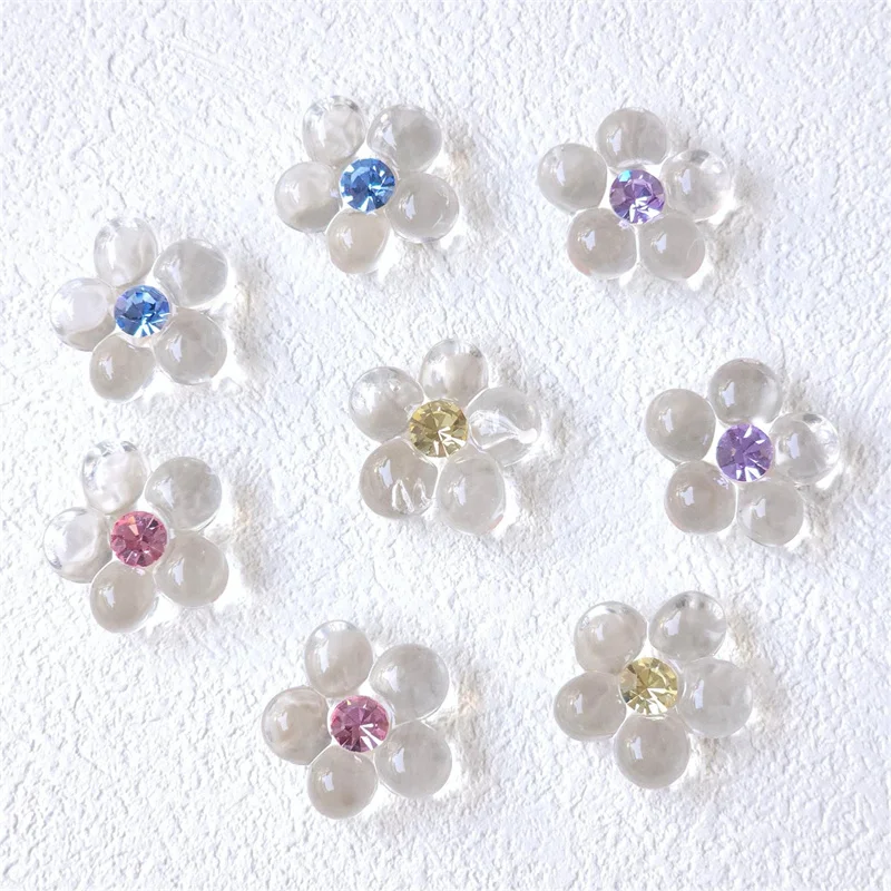 New arrived 40pcs/lot Transparent cartoon flowers shape resin cabochon beads diy jewelry garment hair accessory
