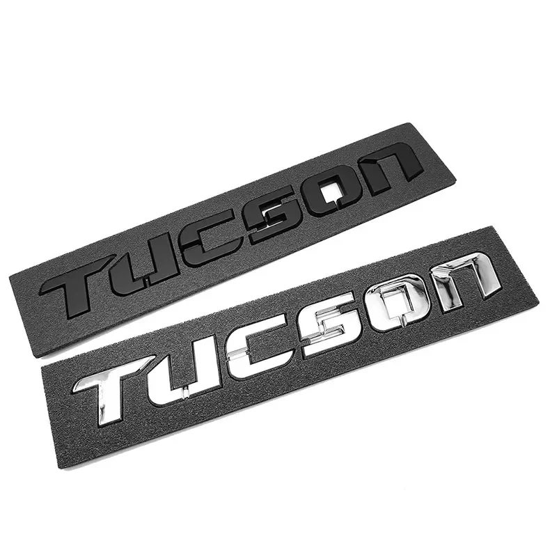 

Новинка 3D ABS черный хром логотип TUCSON эмблема автомобильное крыло Badge Stikcer Серебряный задний багажник фотоаксессуары для корпуса TUCSON