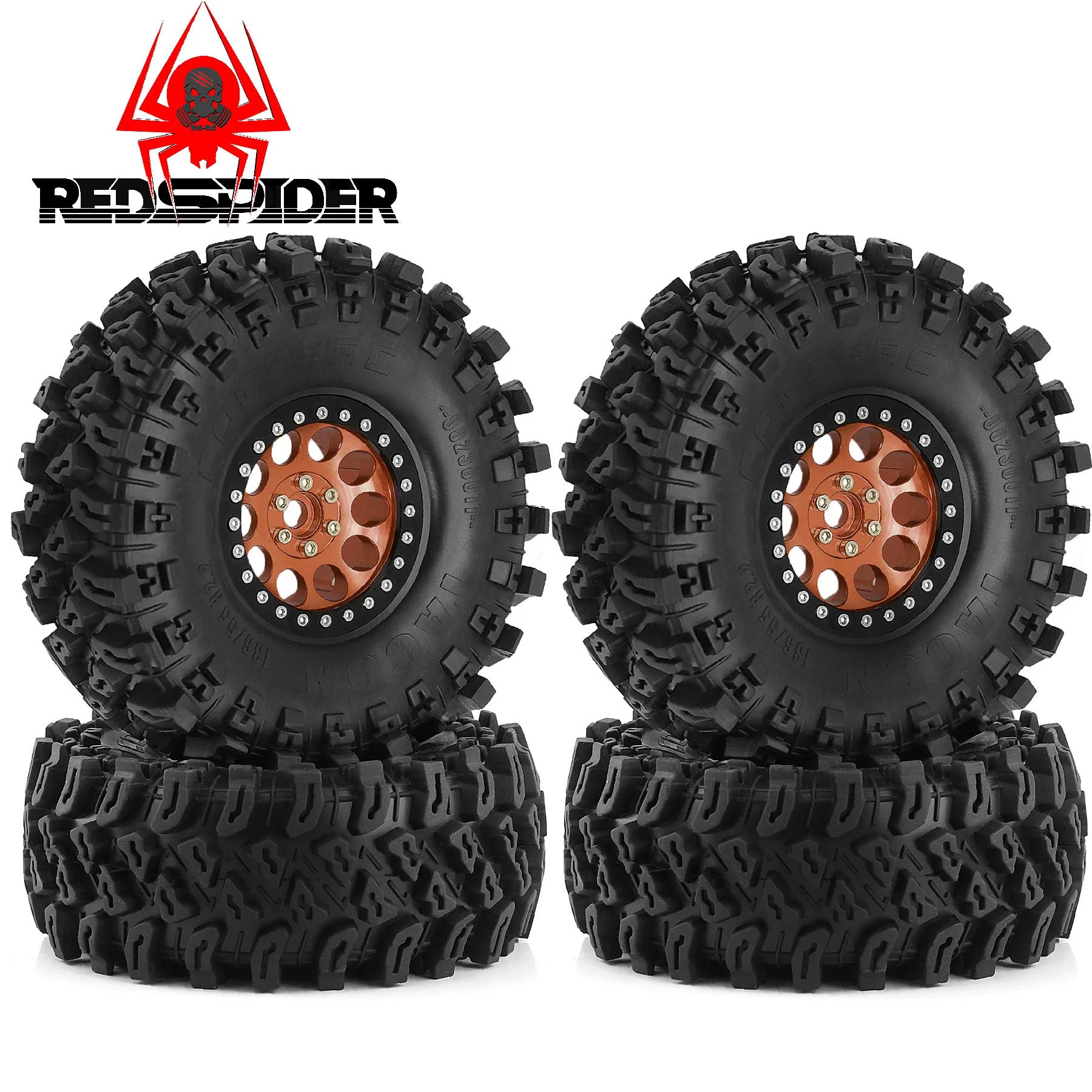4PCS 2.2'' Metal Beadlock Wheels and Crawler Tires for 1:10 Crawler Car  SCX10 90047 D90 TF2 CC01 TRX4 Gen8 Everest Gen7 Pro