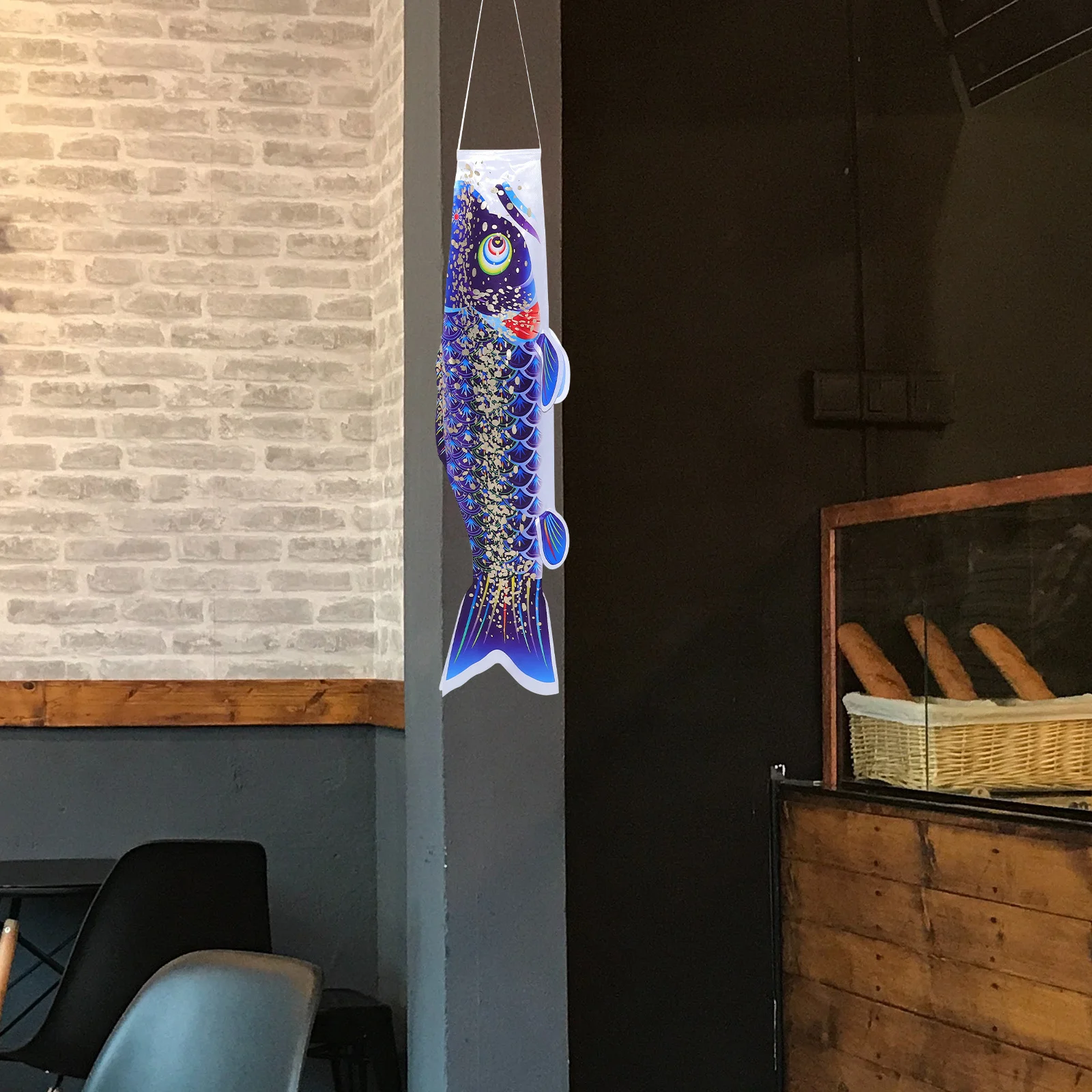 

Japanese Style Fish Windsock Flag Satin Outdoor Hanging Garden Yard Porch Decoration Realistic Durable Windsock