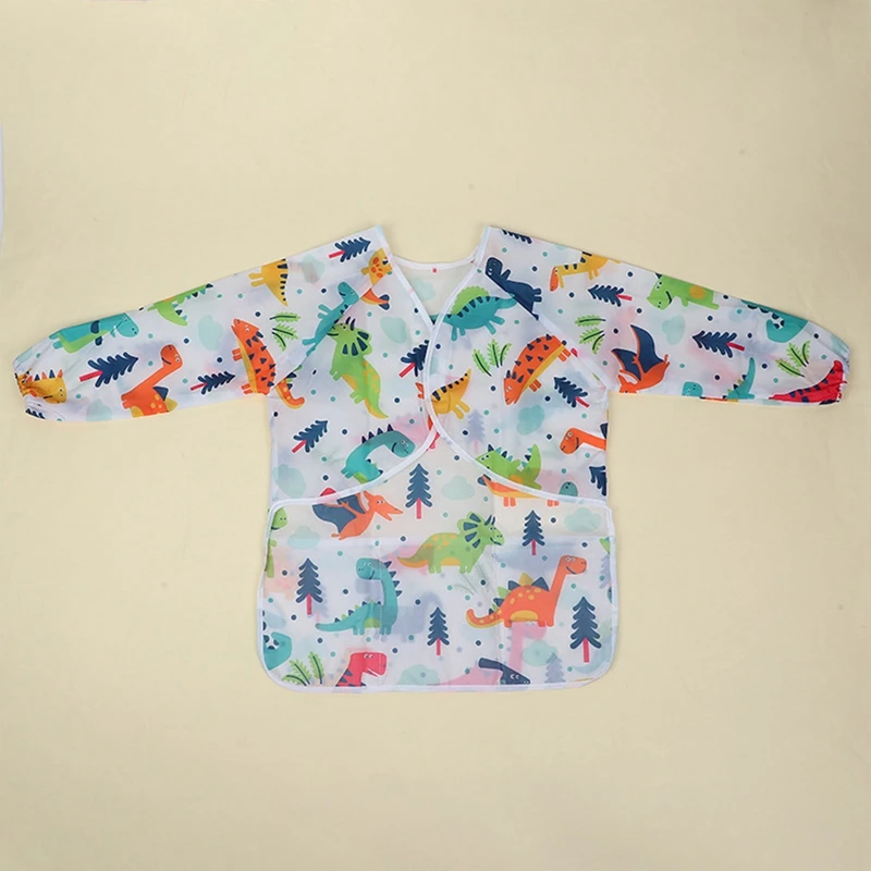 Kids Bibs Waterproof Long Sleeve Cartoon Apron Feeding Smock Bib Kids Apron Painting Drawing Coat For Children Birthday Gift