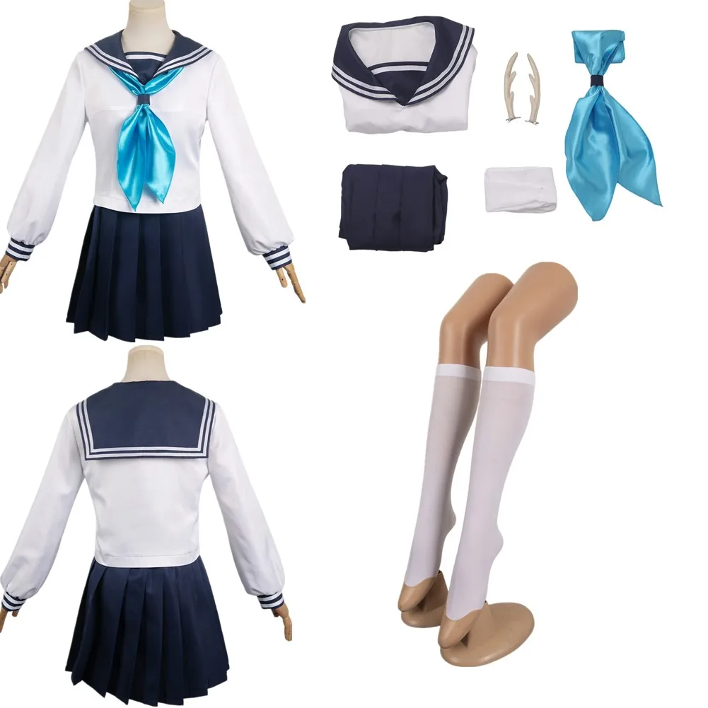 Female Nokonoko Koshitantans Shikanoko Koshi Torako Cosplay JK School Uniforms Skirt Socks Costume Halloween Carnival Party Suit