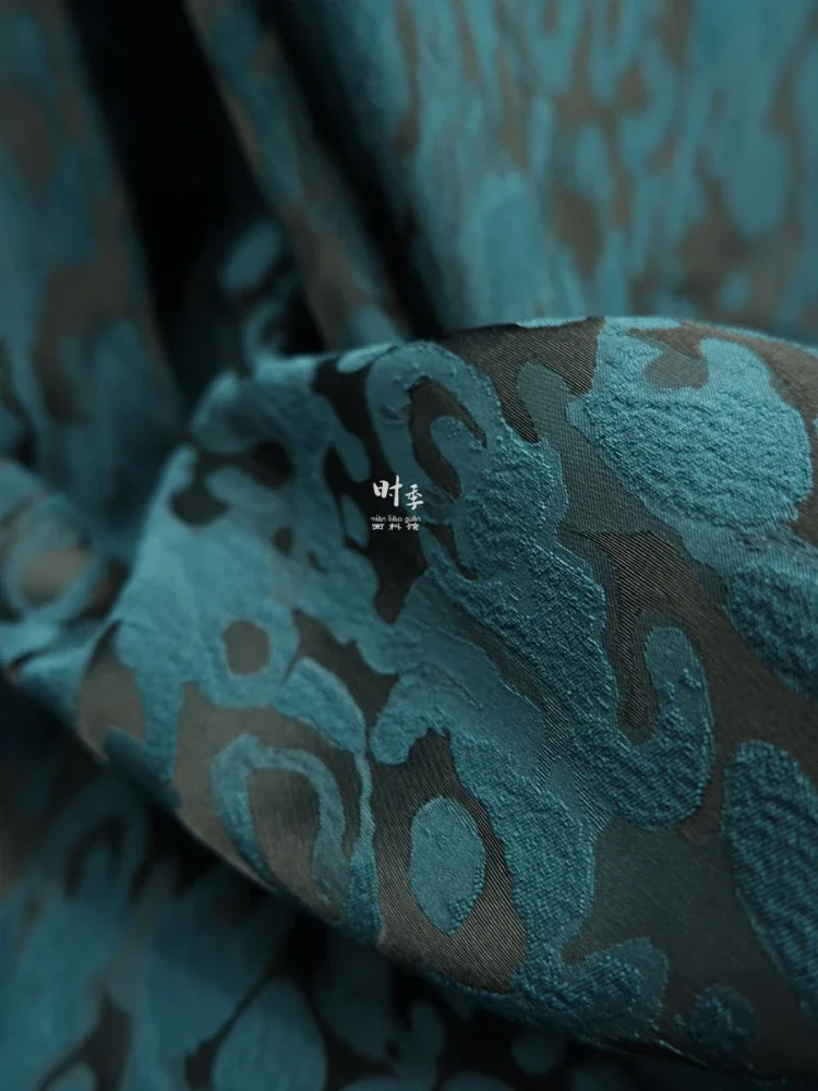 Embossed Jacquard Fabric-blend Floral Camouflage Cheongsam Dress Bag Handmade DIY Sewing Designer Fabrics By The Meter