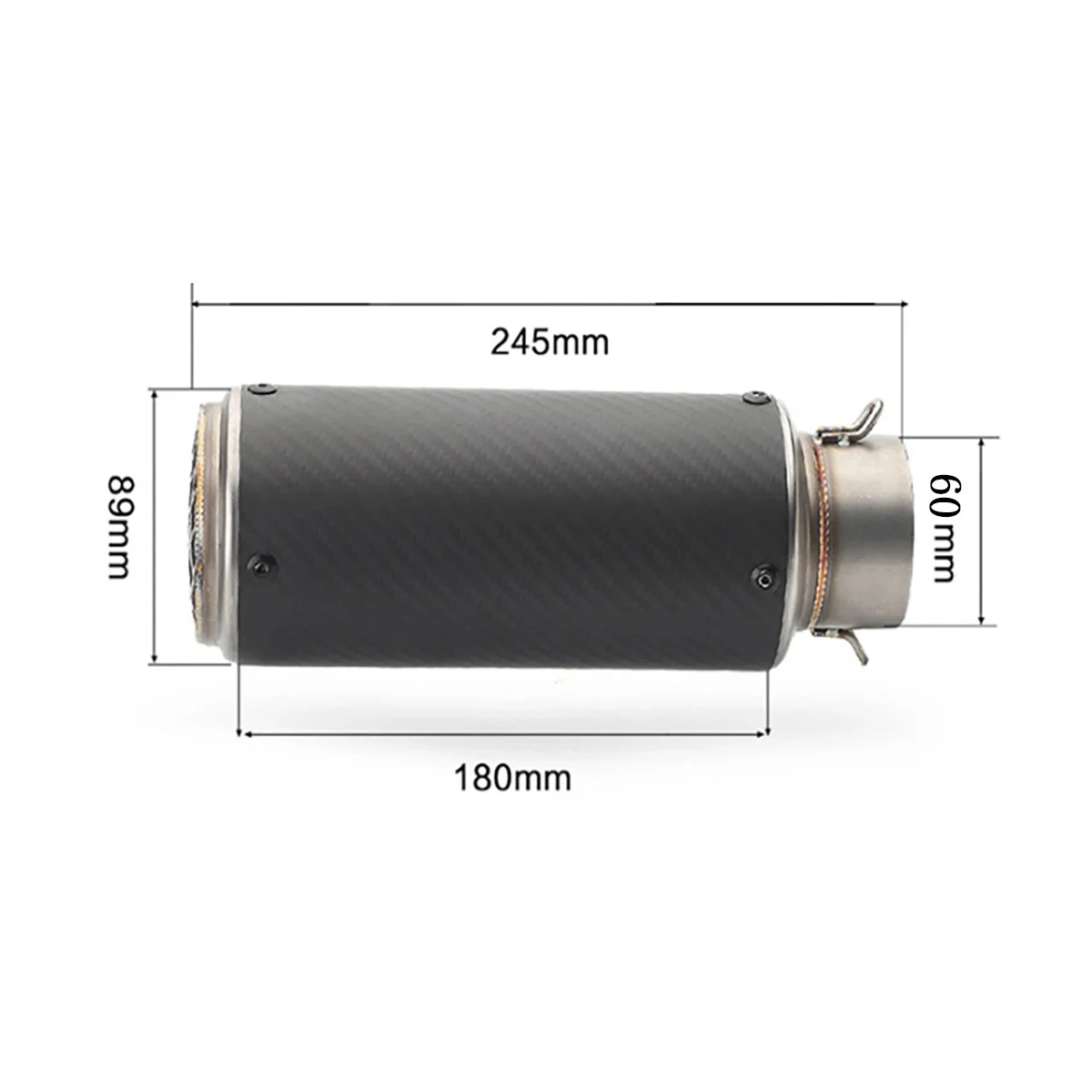 1 piece of carbon fiber small round mouth universal motorcycle exhaust pipe with strip, diameter 60MM, suitable for installation view 4