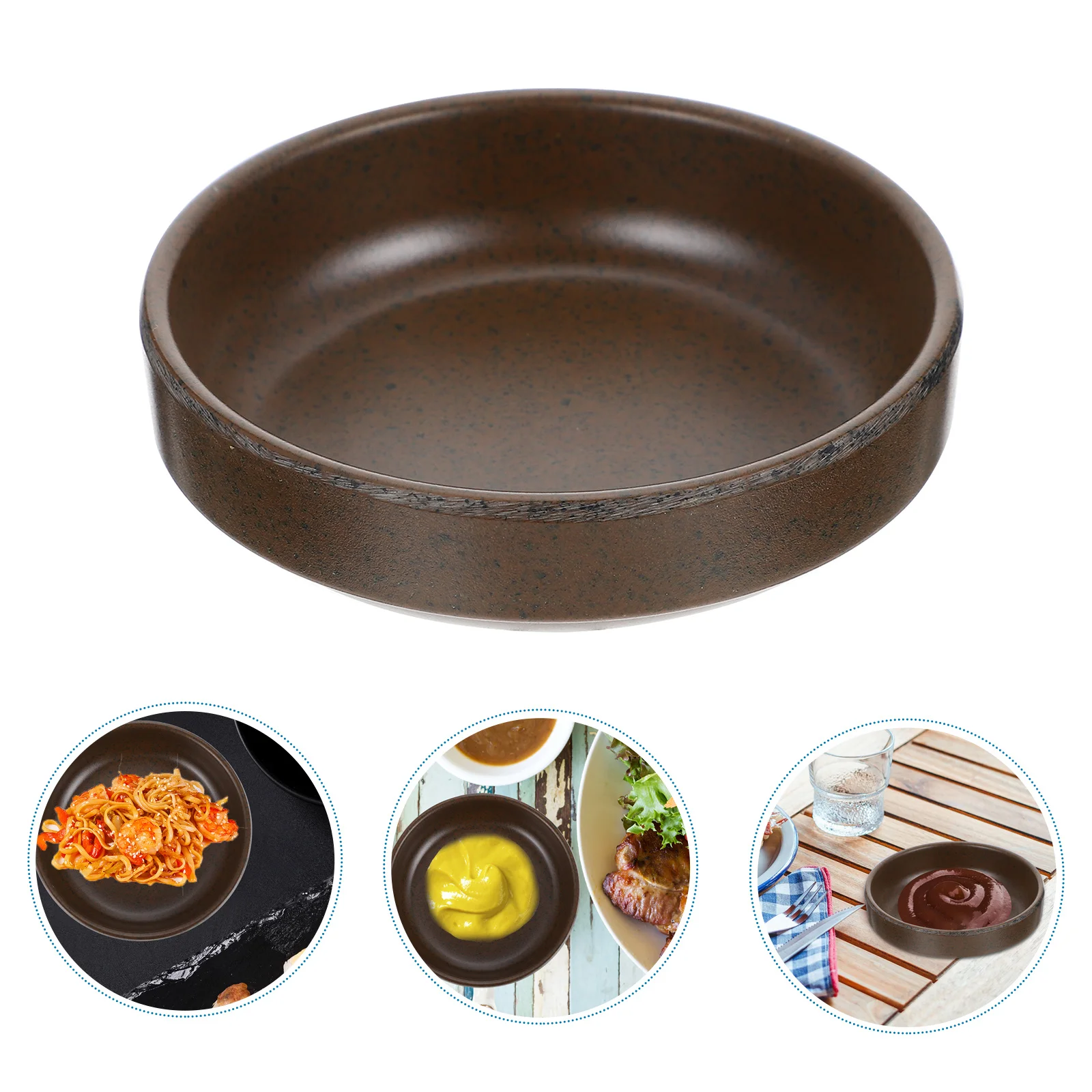 

2pcs Dipping Dishes Small Sauce Plates Kitchen Seasoning Appetizer Serving Dish Set Melamine Smooth Edge Household Dipping Sauce