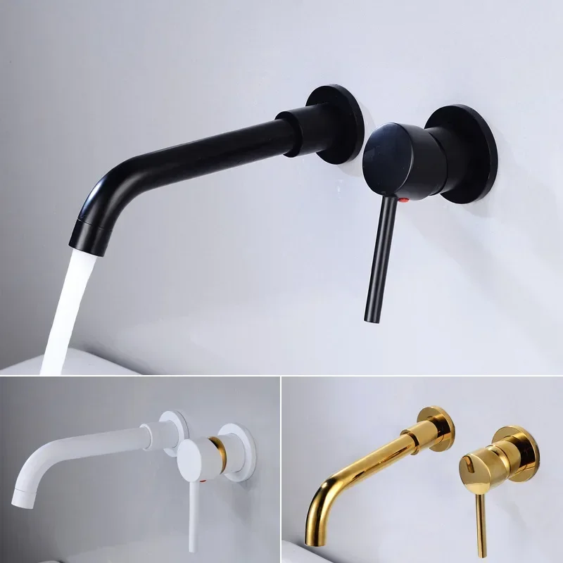 

Hot SalesHot SalesModern Wall-mounted Black Brass Bathroom Faucet With Concealed Design 2-hole Single Handle Cold And Hot Dual-c