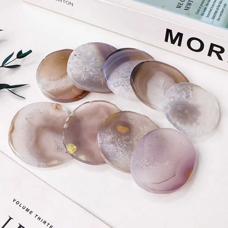 2PC Natural Raw Stone Polished Agate Slices Healing Energy Crystal Agate Cup Tableware Home Decor Gemstone Ornament Gifts