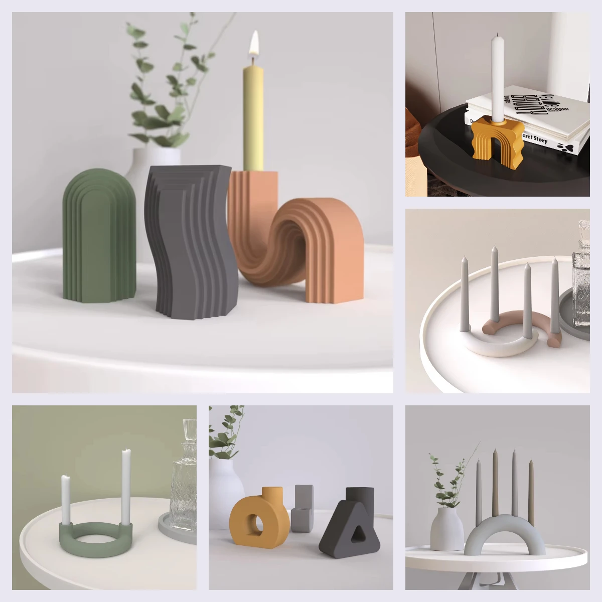 

Silicone Mold For Concrete Aromatherapy Candlestick，Create Simple Cement Plaster Candle holder Furnishing Decoration Mould