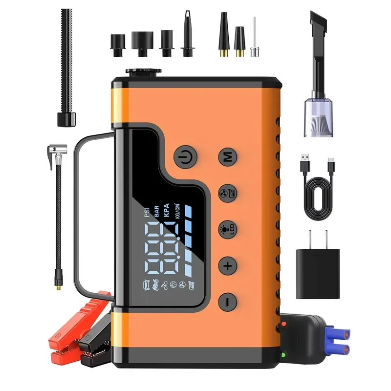 

All-in-One 5 in 1 Car Jump Starter with Vacuum Cleaner air Pump Blower Power Bank