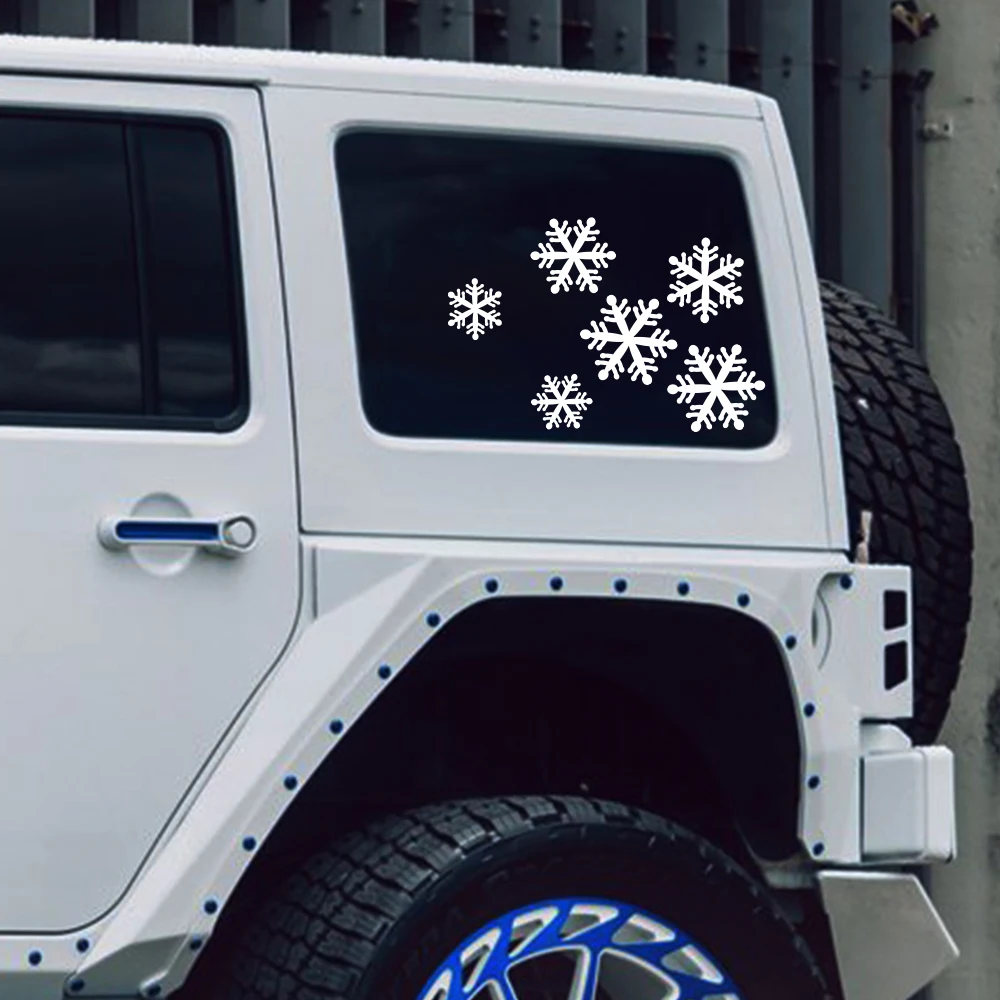 6pcs Snowflake Car Sticker PVC Reflective Funny Auto Window Glass Body Decor Christmas Anti scratch Decoration Accessories