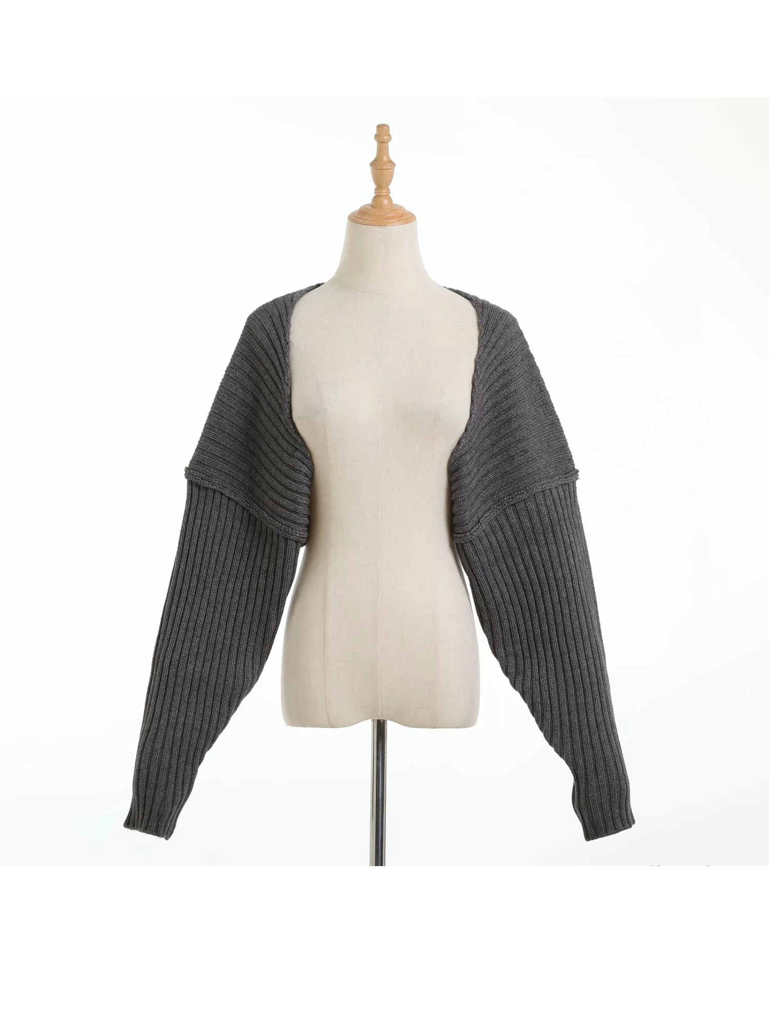 

Женский темно-серый укороченный кардиган, свитер, винтажный джемпер 2000-х годов, трикотаж, шаль, кашемировый свитер с длинными рукавами, осенняя одежда 2025