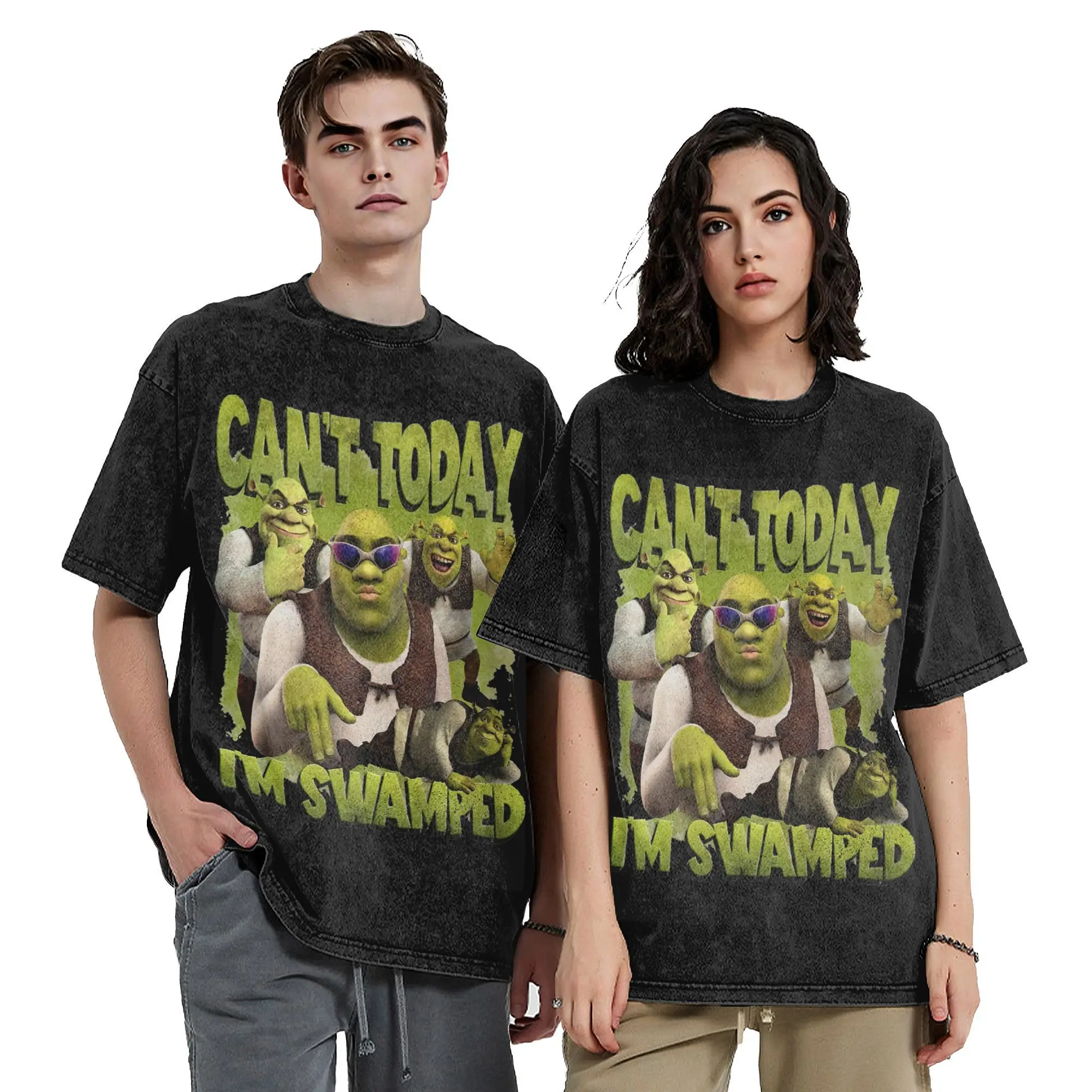 Kan niet Vandaag Ik ben Swamped Shreks T-shirt Hip Hop Gewassen 100% Katoen Harajuku T-Shirt Mannen Vrouwen Tops streetwear Gedrukt Tees