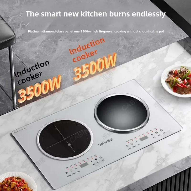 Embedded Dual Head Electric Stove High Power Concave Flat Design Multifunctional Induction Ceramic Cooker For Home Kitchen