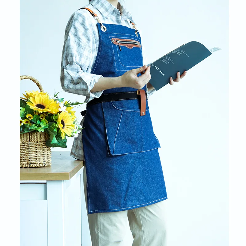 Apron barber shop Internet cafe flower shop restaurant waiter printing logo home kitchen baking men's and women's work clothes