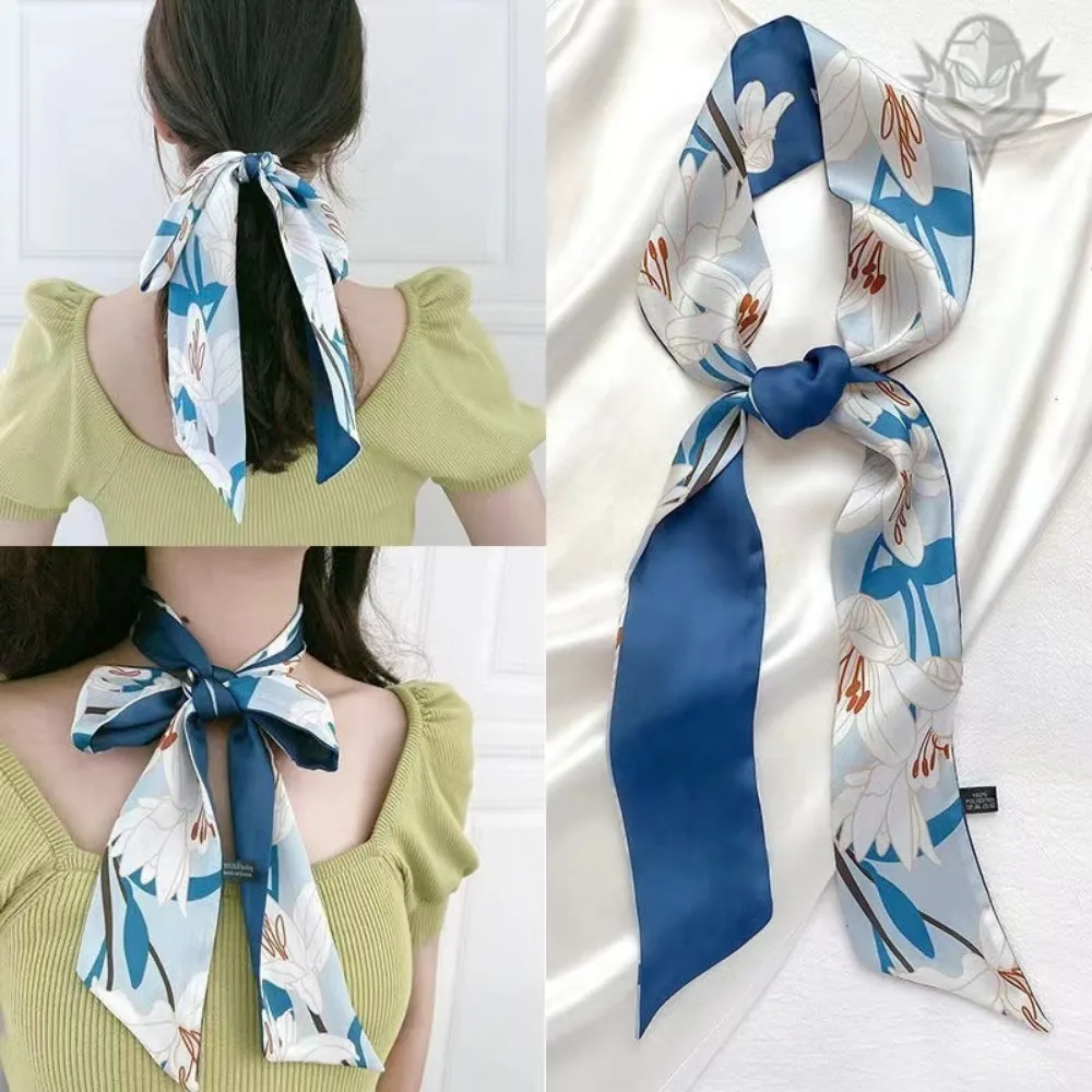 

Fashion Women Silk Scarf Luxury, Skinny Bag Scarf Neckerchief Headband
