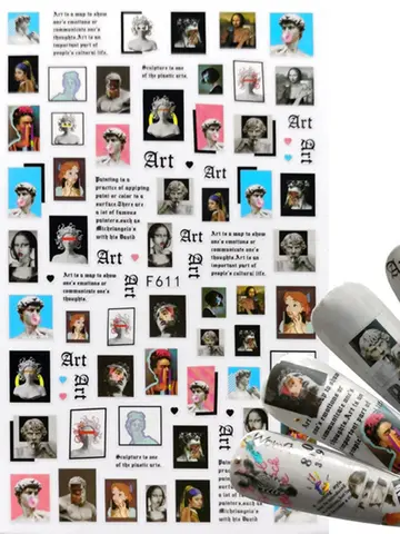 1PCS 3D Poster Face Pattern Flower Nail Art Stickers Nail Supplies DIY Nail Decals Nail Art Decoration Nail Art Accessories