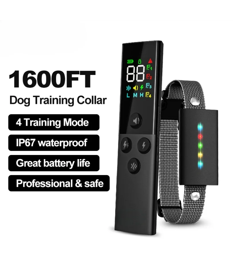 

Dog Training Collar with Remote Control 1600FT IP67 Waterproof Electric Dog Collar For Pet Dog Bark Control Stop Collar