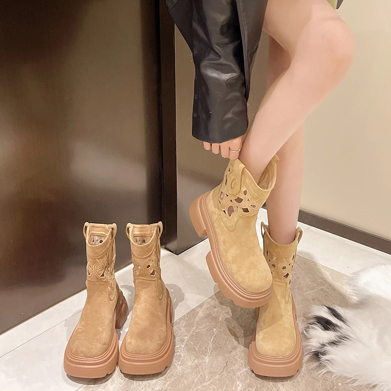 

Lady Boots Summer Women's Shoes Boots-Women Lolita 2024 Mid-Calf Rock Western Summer Boots Women Female Shoes Boots-Women Ladies