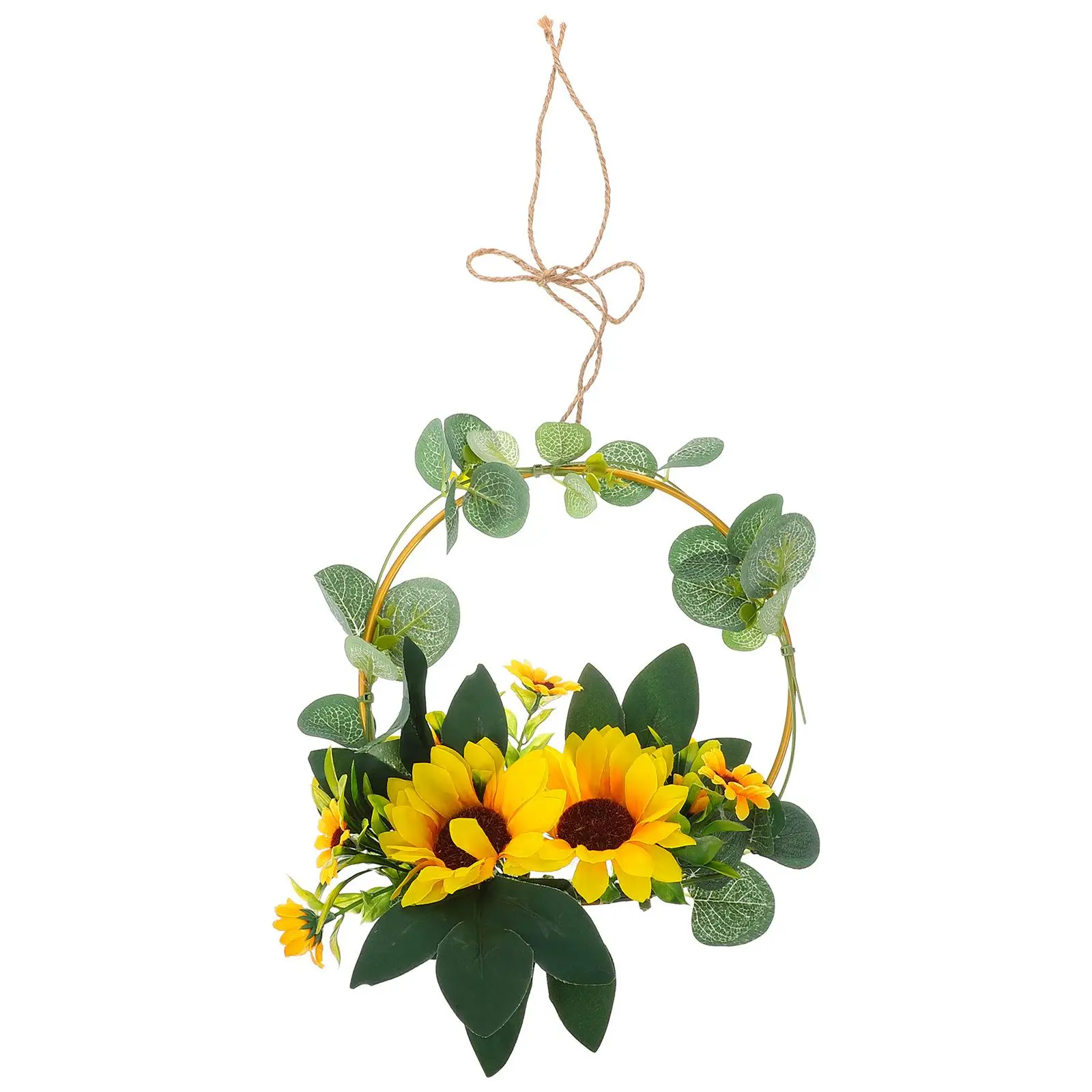 

Artificial Sunflower Garland Wreath Decorative Wall Hanging Decoration for Shopwindow Front Door Year Round Photo Prop