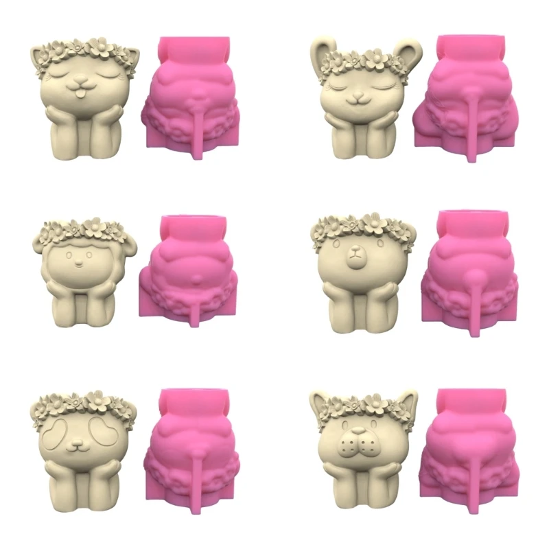 

Бетонная силиконовая форма для животных, сочный цветочный горшок, глина, цементная штукатурка, форма