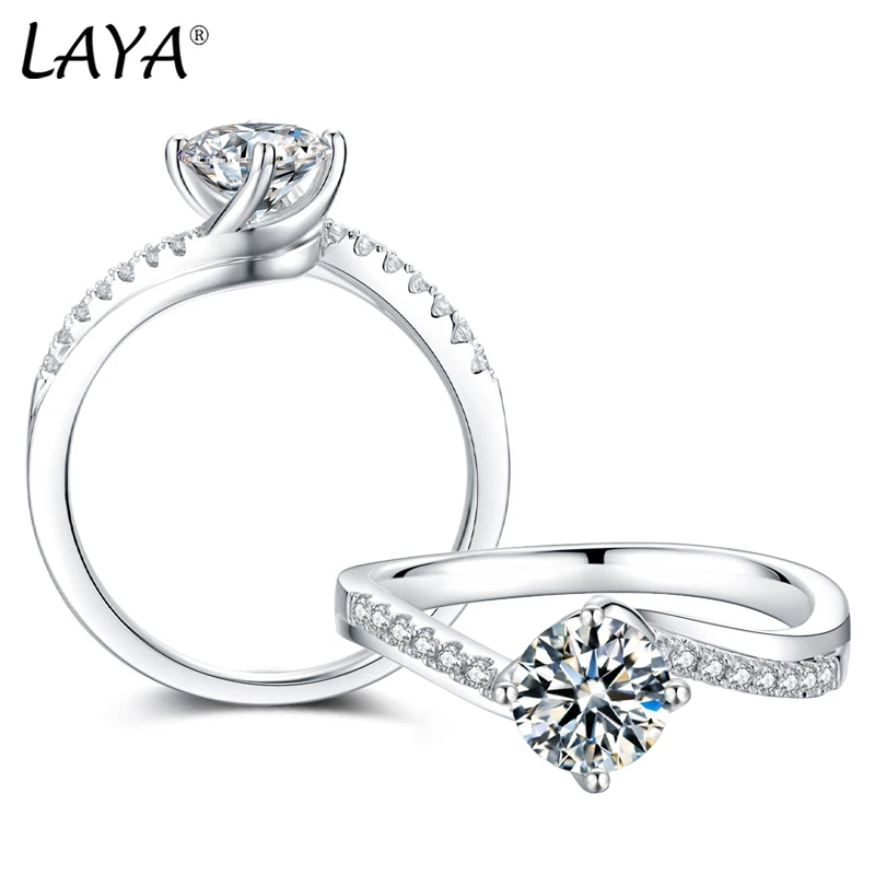 

LAYA Moissanite Diamond Round Ring D Color 1CT Real 925 Sterling Silver Women's Wedding Ring Wedding Ring Exquisite Jewelry