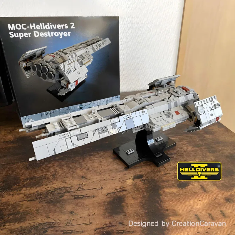 

MOC Helldivers 2, суперразрушитель, звездный корабль, набор строительных блоков, сделай сам, культовая модель космического корабля, детская креативная сборка, кирпичные игрушки, подарок