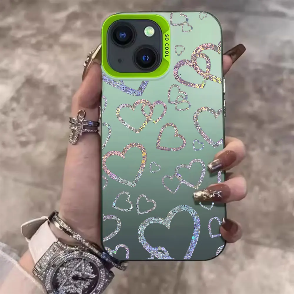 Colorful Heart Print Case For iPhone 17 18 16 15 14 13 12 11 Pro Xs Max Mini 8 7 Plus XR Air 17e 16e Matte IMD Shockproof Cover view 3