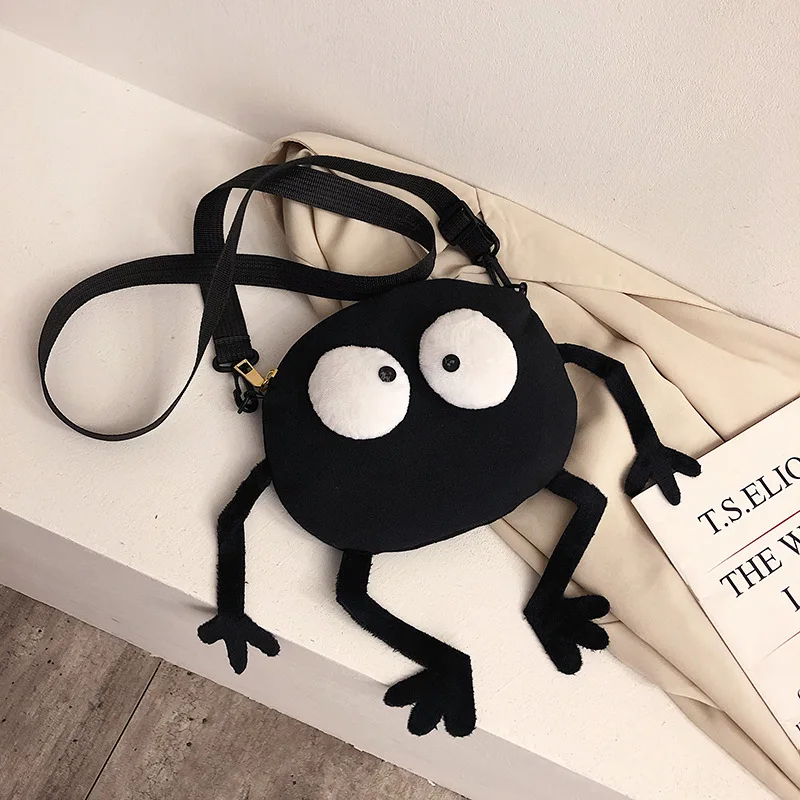 Creative Fashion Simplicity Trendy Leisure Shoulder Bag Personality Net Red Ins Big Eyes Small Black Ball Canvas Crossbody Bag