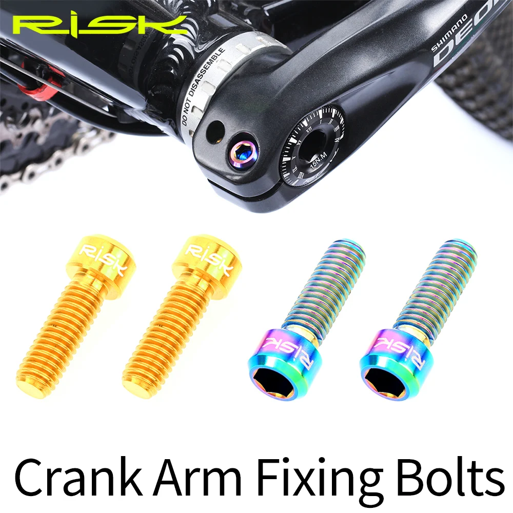 RISK 2pcs M6x18mm Bicycle Crank Arm Fixing Bolts Mountain Road Bike Titanium Disc Brake Caliper Fixed Screws MTB Crank Screws