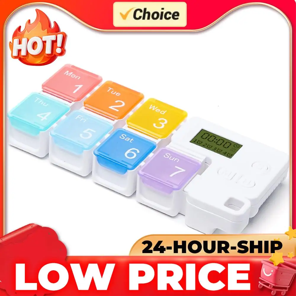 

Еженедельный органайзер для таблеток на 7 дней, контейнер для хранения лекарств, разделитель для таблеток, аптечный футляр, электронный таймер-напоминание