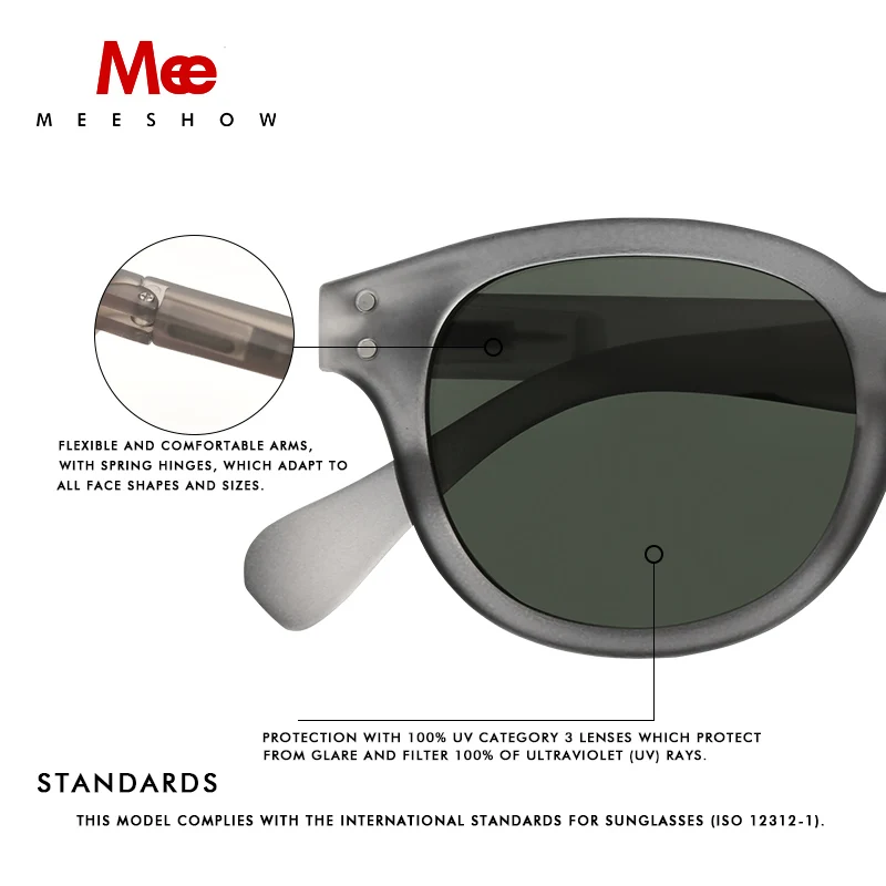 Meeshow Brand retro Men\'s Sunglasses women Unisex stylish Sun glasses Female vintage Sun glass for women Man Solar  UV400 1513