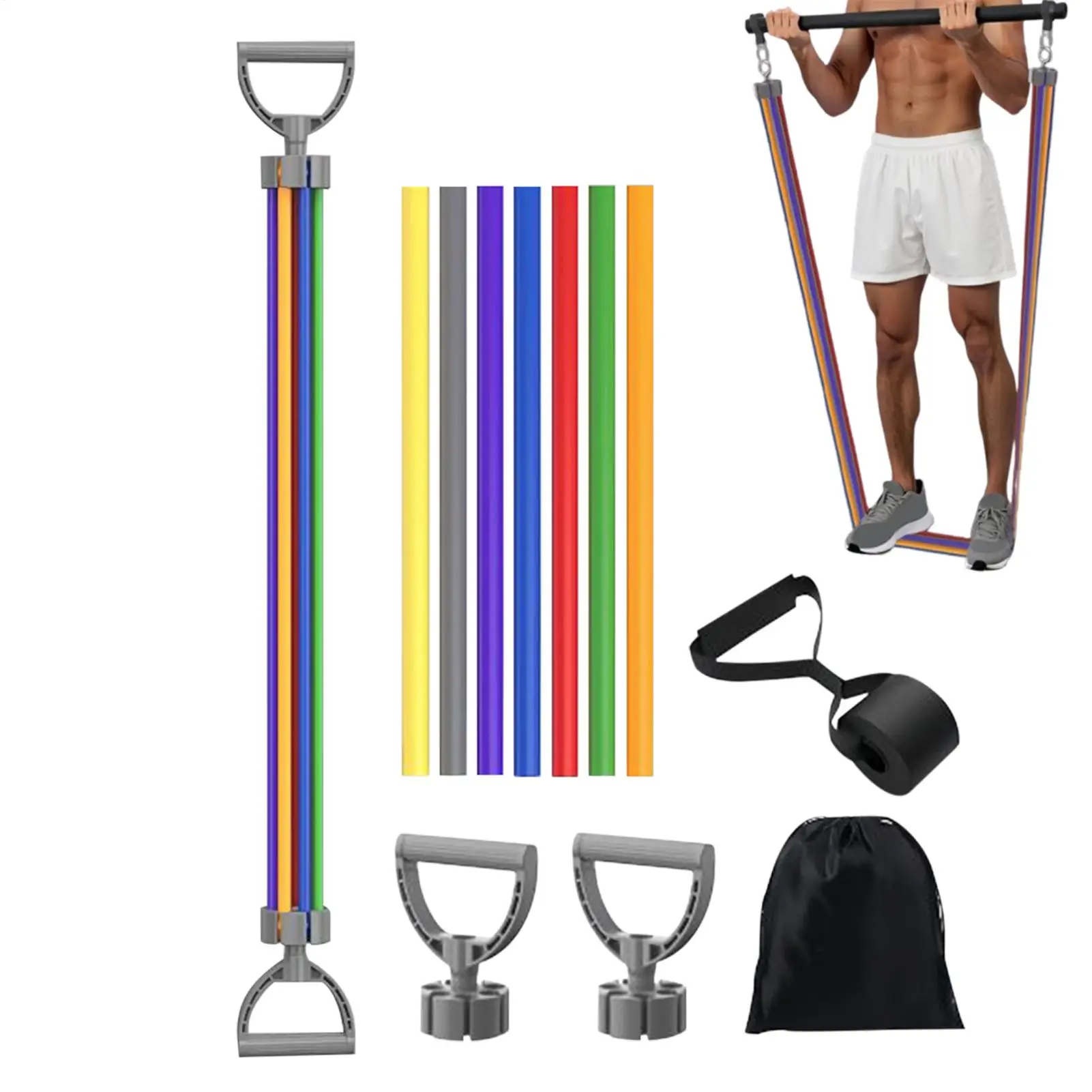 

Фитнес-ленты, дверной ремень для йоги с сопротивлением, упражнения, портативное 7-трубное оборудование для спортзала, регулируемая многофункциональная натяжная веревка