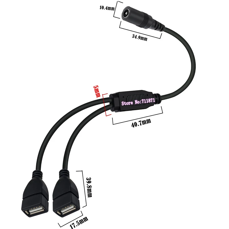 تيار مستمر 5521 5525 35135 Usb وصلة كابل الطاقة 5.5*2.1 5.5*2.5 3.5*1.35 أنثى إلى 2 اثنين مزدوج Usb أنثى تيار مستمر سلك خط الطاقة تيار مستمر 2 Usb F #3
